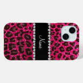 Coques Case-Mate iPhone Empreinte de léopard de parties scintillant rose r (Verso (horizontal))