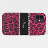 Coques Case-Mate iPhone Empreinte de léopard de parties scintillant rose r (Dos (Horizontal))