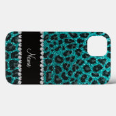 Coques Case-Mate iPhone Empreinte de léopard d'parties scintillant d'aqua (Verso (horizontal))