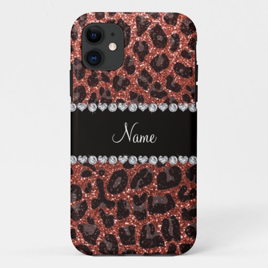 Coques Case-Mate iPhone Empreinte de léopard d'parties scintillant orange (Dos)
