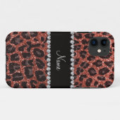 Coques Case-Mate iPhone Empreinte de léopard d'parties scintillant orange (Dos (Horizontal))