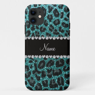 Coque Case-Mate Pour iPhone Empreinte de léopard d'parties scintillant turquoi