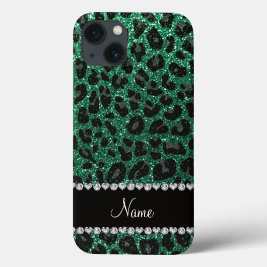 Coques Case-Mate iPhone Empreinte de léopard d'parties scintillant verte m (Verso)
