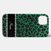 Coques Case-Mate iPhone Empreinte de léopard d'parties scintillant verte m (Verso (horizontal))