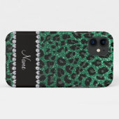 Coques Case-Mate iPhone Empreinte de léopard d'parties scintillant verte m (Dos (Horizontal))