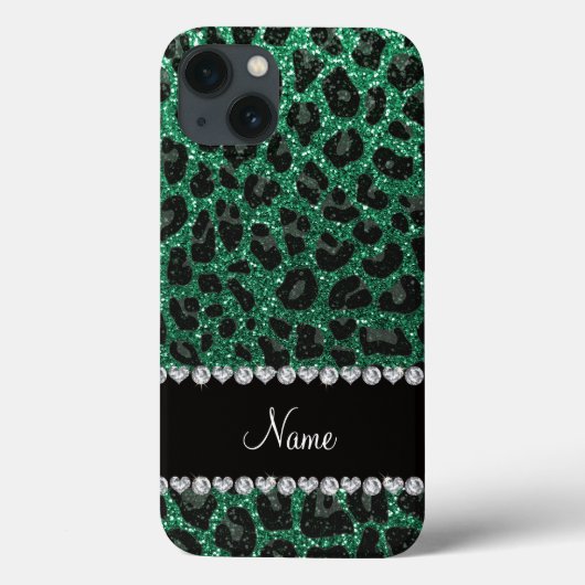 Coques Case-Mate iPhone Empreinte de léopard d'parties scintillant verte m (Verso)
