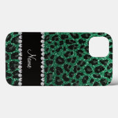 Coques Case-Mate iPhone Empreinte de léopard d'parties scintillant verte m (Verso (horizontal))