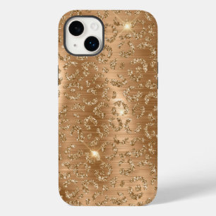 Coque Pour iPhone 14 Plus Empreinte de léopard Gold Glam Parties scintillant