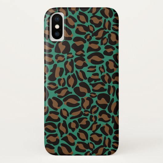 Coques Case-Mate iPhone Empreinte de léopard Motif Jungle vert brun (Dos)