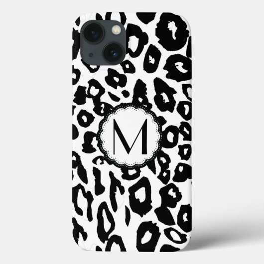 Coques Case-Mate iPhone Empreinte de léopard noir et blanc (Verso)