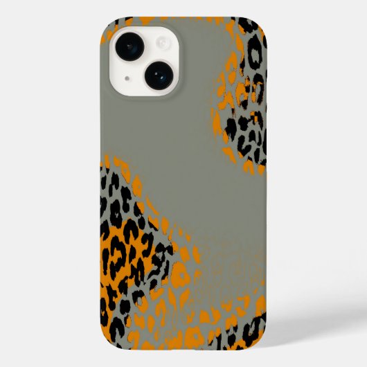 Coques Case-Mate iPhone Empreinte de léopard noir et jaune rétro sur gris (Verso)