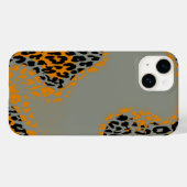 Coques Case-Mate iPhone Empreinte de léopard noir et jaune rétro sur gris (Verso (horizontal))