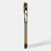 Coques Case-Mate iPhone Empreinte de léopard noir et jaune rétro sur gris (Verso / Gauche)