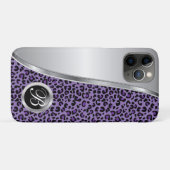 Coques Case-Mate iPhone Empreinte de léopard noir et violet | Monogramme (Dos (Horizontal))