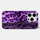 Coques Case-Mate iPhone Empreinte de léopard pourpre et diamants noirs - A (Verso (horizontal))