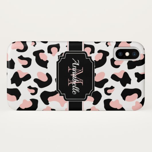 Coques Case-Mate iPhone Empreinte de léopard rose (Dos (Horizontal))