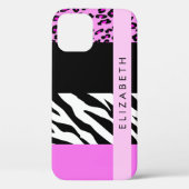 Coques Case-Mate iPhone Empreinte de léopard, Zebra Print, Rose, Votre nom (Verso)