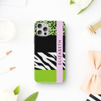 Empreinte de léopard, Zebra Print, Vert, Votre nom