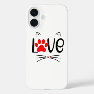 Coques iPhone 16 Empreinte de patte Amoureux des chats moderne