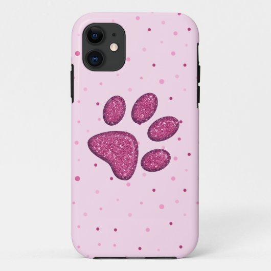 Coques Case-Mate iPhone empreinte de patte de chat pétillant - rose (Dos)