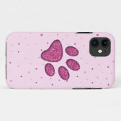 Coques Case-Mate iPhone empreinte de patte de chat pétillant - rose (Dos (Horizontal))