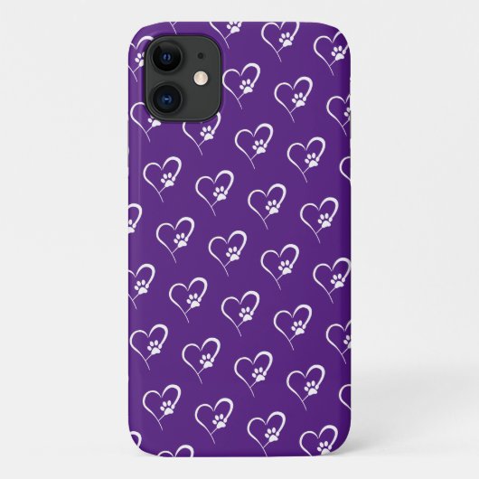 Coques Case-Mate iPhone Empreinte de patte de chien dans le coeur blanc (Dos)