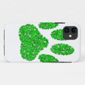 Coques Case-Mate iPhone Empreinte de patte de chien de feuillage vert (Dos (Horizontal))