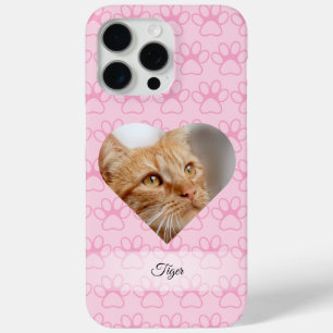 Coque iPhone 15 Pro Max Empreinte de patte photo cardiaque personnalisé