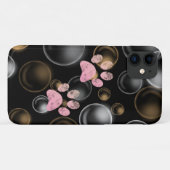 Coques Case-Mate iPhone empreinte de patte rose mignonne dans des bulles (Dos (Horizontal))