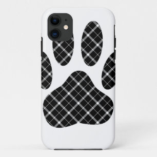 Coques Pour iPhone Empreinte de patte Tartan Noir Et Blanc