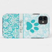 Coques Case-Mate iPhone Empreinte de patte turquoise (Dos (Horizontal))