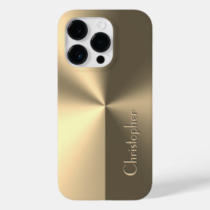 Coque Pour iPhone 14 Pro Empreinte en acier inoxydable en or de titane