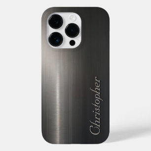 Coque Pour iPhone 14 Pro Empreinte en acier inoxydable titane argent