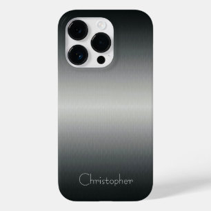Coque Pour iPhone 14 Pro Empreinte en acier inoxydable titane argent