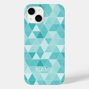 Coque Pour iPhone 14 Empreinte géométrique bleu turquoise tendance nom 