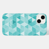 Coques Case-Mate iPhone Empreinte géométrique bleu turquoise tendance nom  (Verso (horizontal))