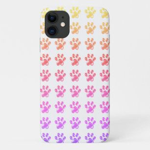 Case-Mate iPhone Case Empreintes de patte multicolores sur fond blanc