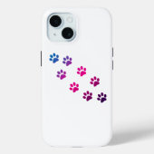 Coques Case-Mate iPhone Empreintes de pattes de chats rose bleu violet (Verso)