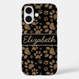 Coques iPhone 16 Empreintes de pattes personnalisées tachetées de l