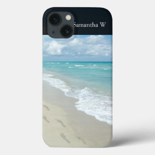 iPhone 13 Coque Empreintes sur la plage de sable blanc, Pittoresqu