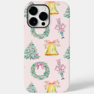 Coque Pour Pour iPhone 14 Pro Max Emprepper rose et vert Noël noir Imprimer