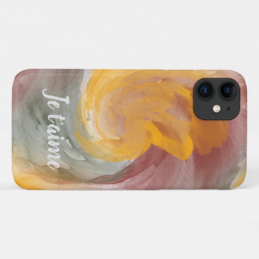 Coques Case-Mate iPhone En amour Français Automne Aquarelle Paint Swirls (Dos (Horizontal))
