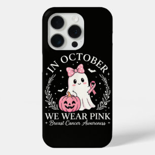 Coque iPhone 15 Pro En Octobre Nous Portons Le Fantôme Rose Halloween