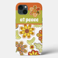 en paix - Fleur rétro Hippie Orange Green