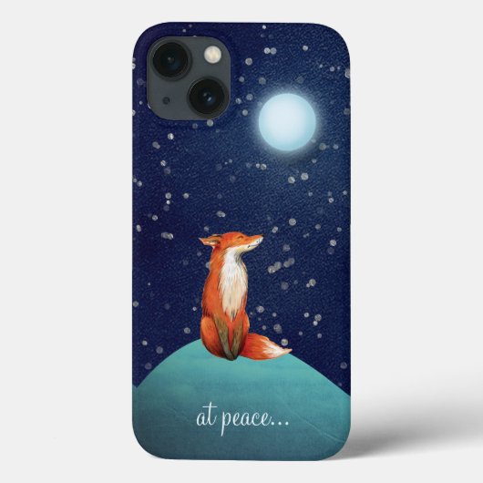 Coques Case-Mate iPhone en paix ~ Renard charmant assis sous une Pleine lu (Verso)