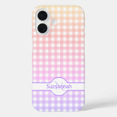 Coques Case-Mate iPhone En vichy arc-en-ciel Vérifier Monogramme Personnal (Verso)