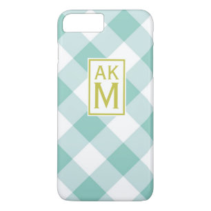 Coque iPhone 8 Plus/7 Plus En vichy bleu et blanc Monogram iPhone 7 Plus Coqu