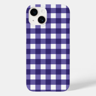 Coque Pour iPhone 14 En vichy bleu marine