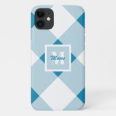 Coques Case-Mate iPhone en vichy - Boîtier téléphonique bleu moyen et clai (Dos)