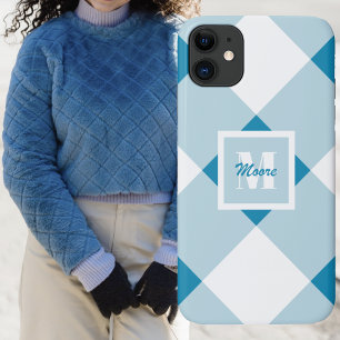 Case-Mate iPhone Case en vichy - Boîtier téléphonique bleu moyen et clai